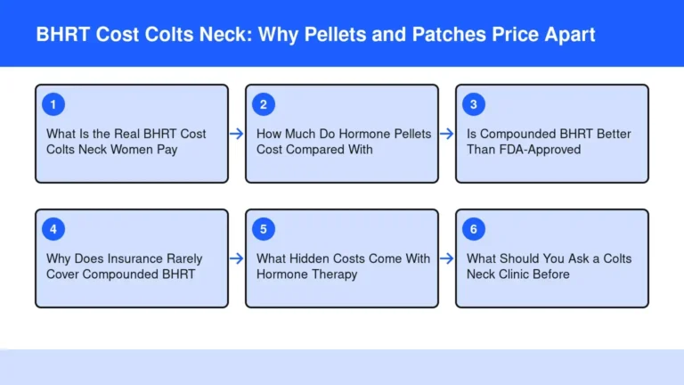 Diagram: BHRT Cost Colts Neck: Why Pellets and Patches Price Apart — What Is the Real BHRT Cost Colts Neck Women Pay; How Much Do Hormone Pellets Cost Compared With; Is Compounded BHRT Better Than FDA-Approved; Why Does Insurance Rarely Cover Compoun